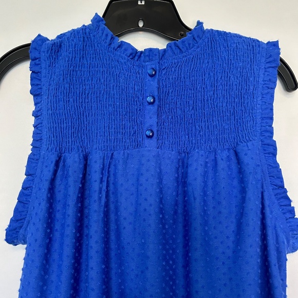 Studio 1886 Swiss Dot Cobalt Blue Sleevless Top - Picture 4 of 7